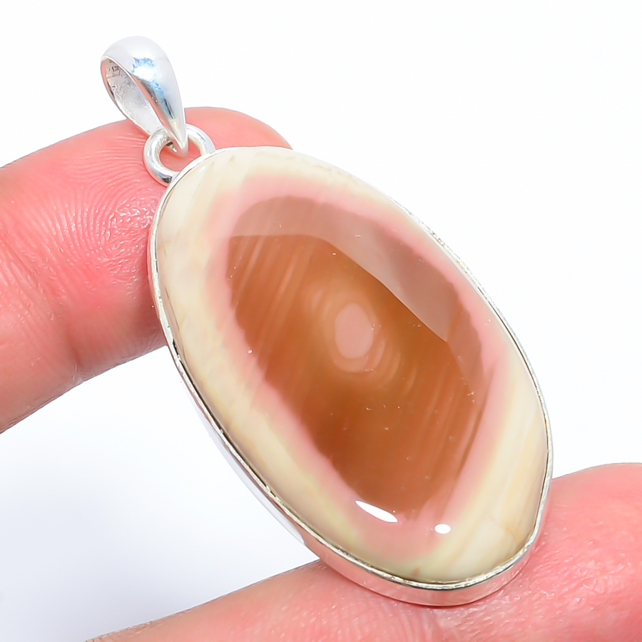 Imperial Jasper 925 Sterling Silver Pendant, Handmade Pendant, Pear Pendant, Orange Pendant, Unique Silver Pendant, Fine Pendant, Silver Jewelry Pendant
