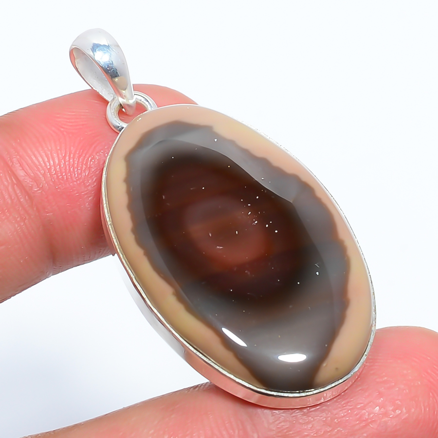 Imperial Jasper 925 Sterling Silver Pendant, Handmade Pendant, Oval Pendant, Brown Pendant, Unique Silver Pendant, Fine Pendant, Silver Jewelry Pendant