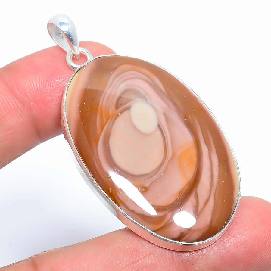 Imperial Jasper 925 Sterling Silver Pendant, Handmade Pendant, Oval Pendant, Orange Pendant, Unique Silver Pendant, Fine Pendant, Silver Jewelry Pendant