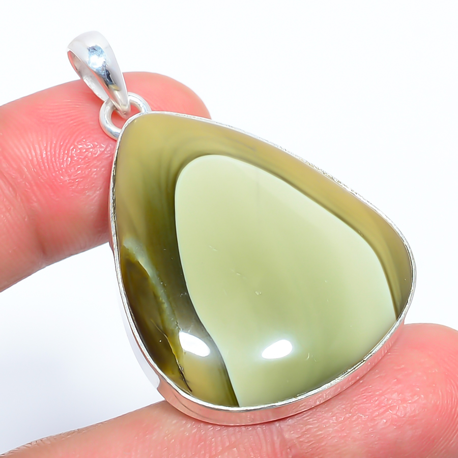 Imperial Jasper 925 Sterling Silver Pendant, Handmade Pendant, Pear Pendant, Green Pendant, Unique Silver Pendant, Fine Pendant, Silver Jewelry Pendant