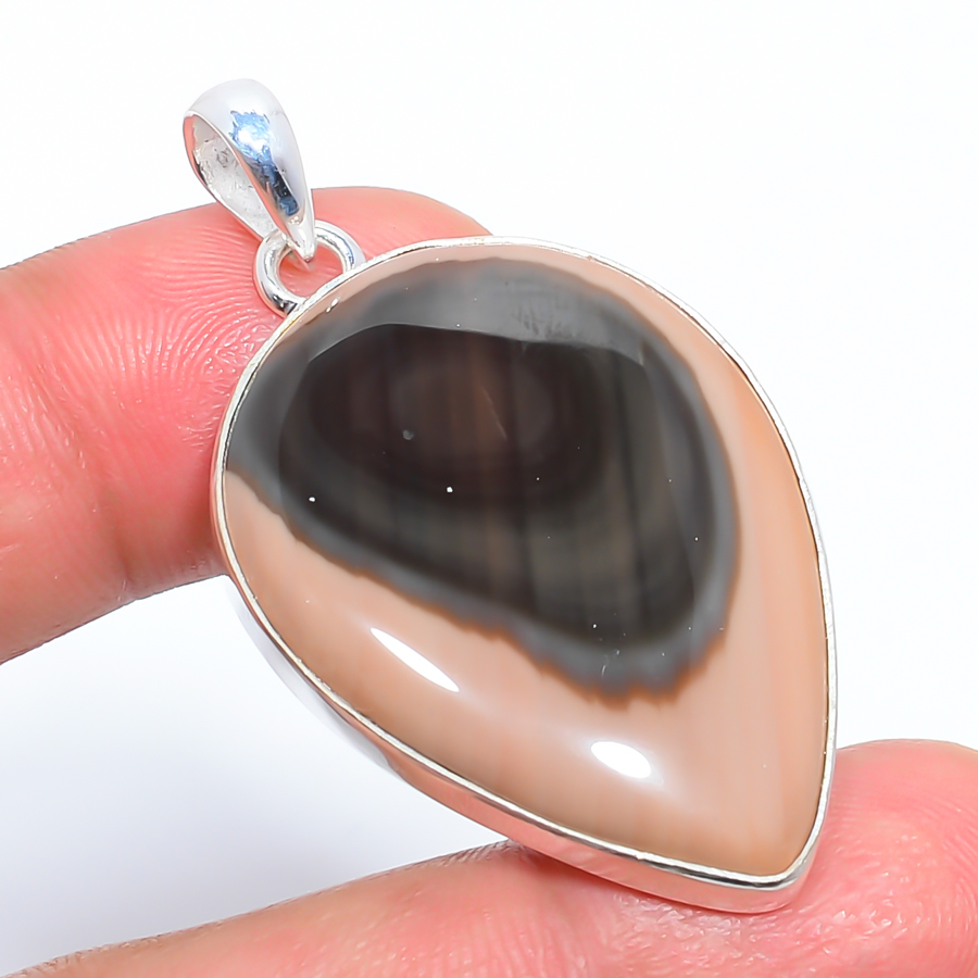 Imperial Jasper 925 Sterling Silver Pendant, Handmade Pendant, Pear Pendant, Brown Pendant, Unique Silver Pendant, Fine Pendant, Silver Jewelry Pendant
