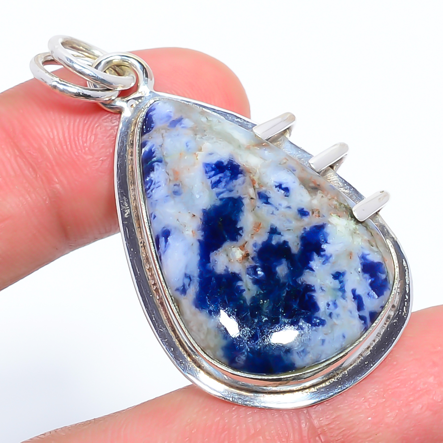 Sodalite 925 Sterling Silver Pendant, Handmade Pendant, Pear Pendant, Blue Pendant, Unique Silver Pendant, Fine Pendant, Silver Jewelry Pendant