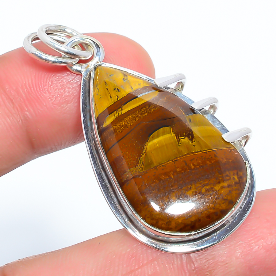 Nellite 925 Sterling Silver Pendant, Handmade Pendant, Pear Pendant, Yellow Pendant, Unique Silver Pendant, Fine Pendant, Silver Jewelry Pendant