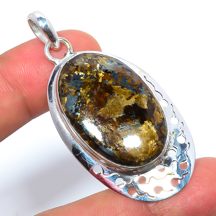 Bronzite Jasper 925 Sterling Silver Pendant, Handmade Pendant, Oval Pendant, Brown Pendant, Unique Silver Pendant, Fine Pendant, Silver Jewelry Pendant