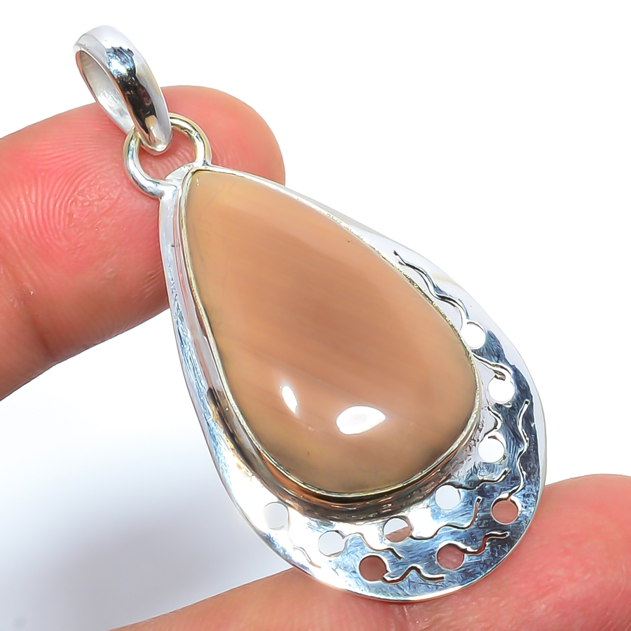 Imperial Jasper 925 Sterling Silver Pendant, Handmade Pendant, Pear Pendant, Brown Pendant, Unique Silver Pendant, Fine Pendant, Silver Jewelry Pendant