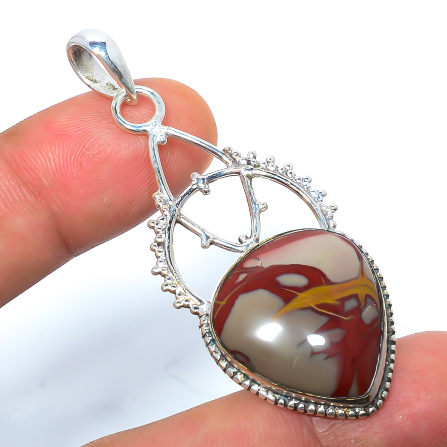 Noreena Jasper 925 Sterling Silver Pendant, Handmade Pendant, Pear Pendant, Red Pendant, Unique Silver Pendant, Fine Pendant, Silver Jewelry Pendant