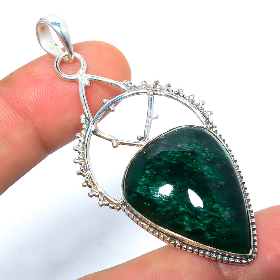 Green Aventurine 925 Sterling Silver Pendant, Handmade Pendant, Pear Pendant, Green Pendant, Unique Silver Pendant, Fine Pendant, Silver Jewelry Pendant