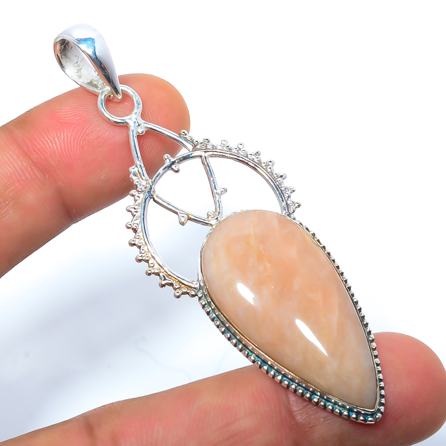 Pink Opal 925 Sterling Silver Pendant, Handmade Pendant, Pear Pendant, Pink Pendant, Unique Silver Pendant, Fine Pendant, Silver Jewelry Pendant