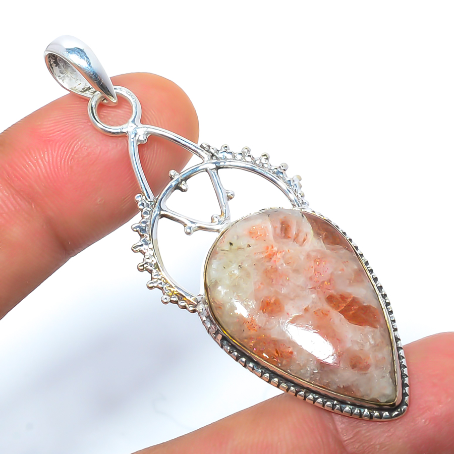 Golden Sunstone 925 Sterling Silver Pendant, Handmade Pendant, Pear Pendant, Golden Pendant, Unique Silver Pendant, Fine Pendant, Silver Jewelry Pendant