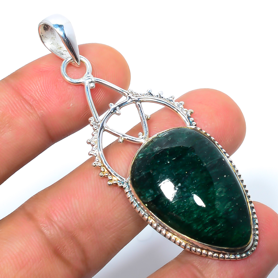 Green Aventurine 925 Sterling Silver Pendant, Handmade Pendant, Pear Pendant, Green Pendant, Unique Silver Pendant, Fine Pendant, Silver Jewelry Pendant