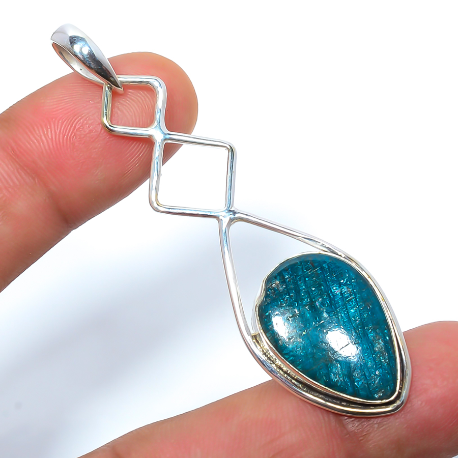 Blue Apatite 925 Sterling Silver Pendant, Handmade Pendant, Pear Pendant, Blue Pendant, Unique Silver Pendant, Fine Pendant, Silver Jewelry Pendant