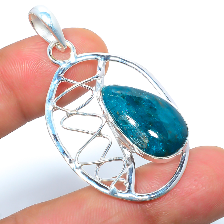 Blue Apatite 925 Sterling Silver Pendant, Handmade Pendant, Pear Pendant, Blue Pendant, Unique Silver Pendant, Fine Pendant, Silver Jewelry Pendant