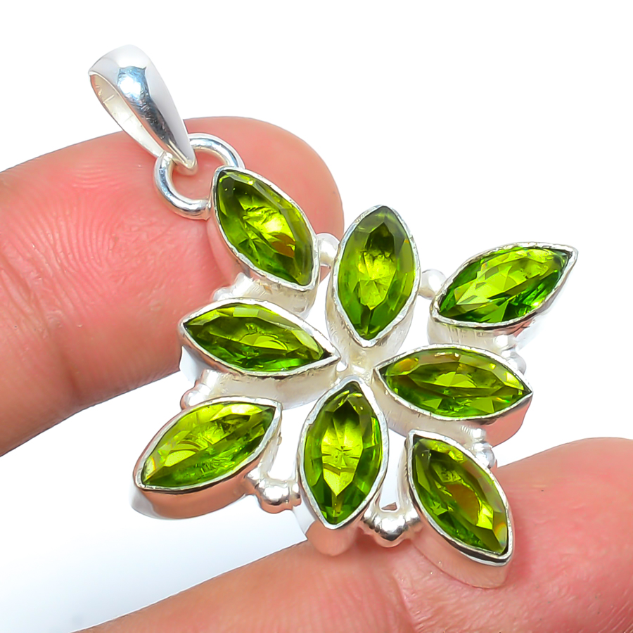 Peridot 925 Sterling Silver Pendant, Handmade Pendant, Marquise Pendant, Green Pendant, Unique Silver Pendant, Fine Pendant, Silver Jewelry Pendant