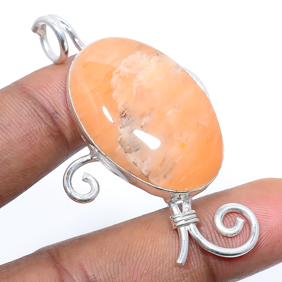 Angle Hair Quartz 925 Sterling Silver Pendant, Handmade Pendant, Oval Pendant, Golden Pendant, Unique Silver Pendant, Fine Pendant, Silver Jewelry Pendant