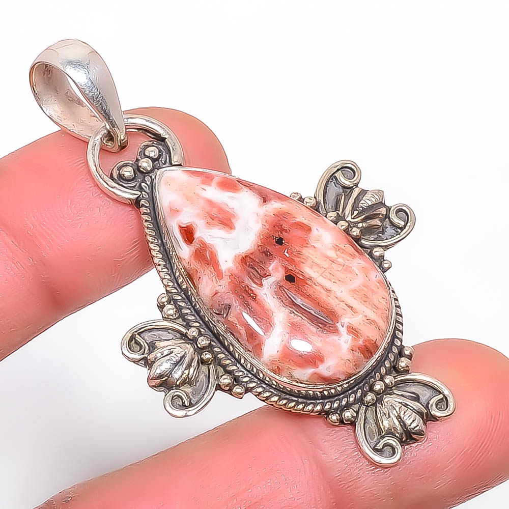 Brecciated Jasper 925 Sterling Silver Pendant, Handmade Pendant, Pear Pendant, Red Pendant, Unique Silver Pendant, Fine Pendant, Silver Jewelry Pendant