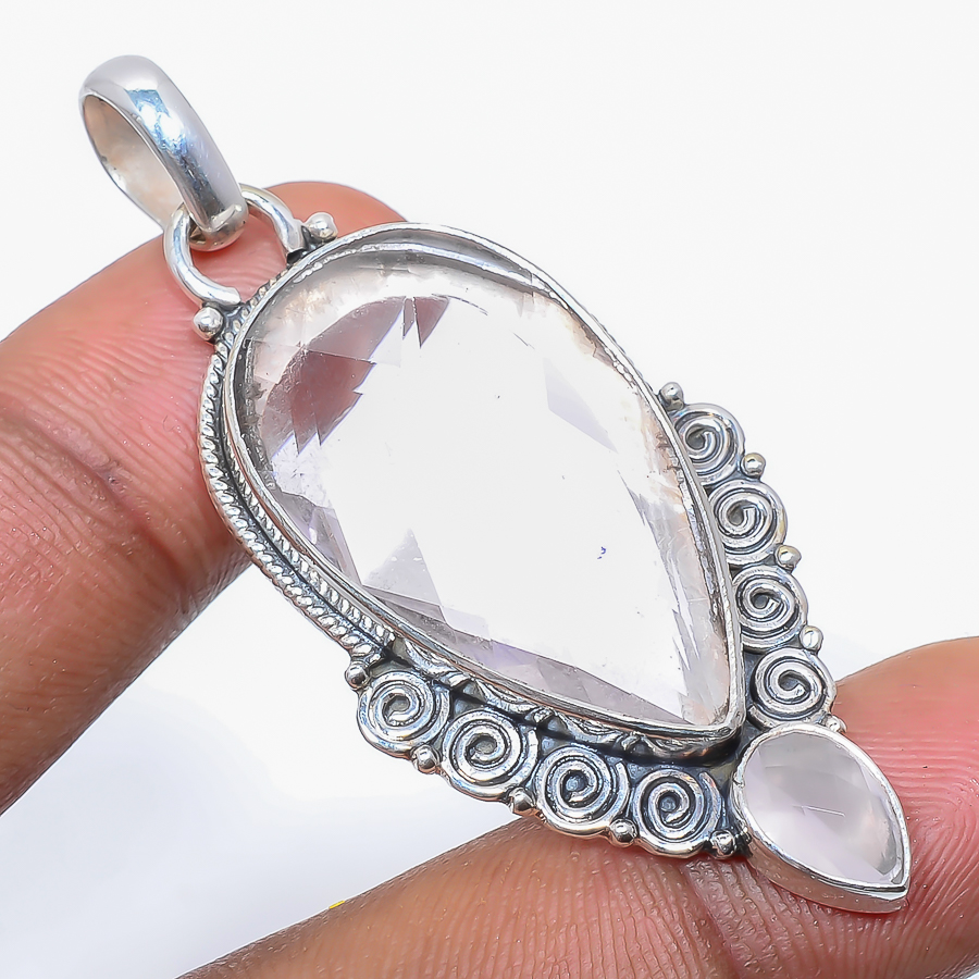 Rose Quartz 925 Sterling Silver Pendant, Handmade Pendant, Pear Pendant, Pink Pendant, Unique Silver Pendant, Fine Pendant, Silver Jewelry Pendant
