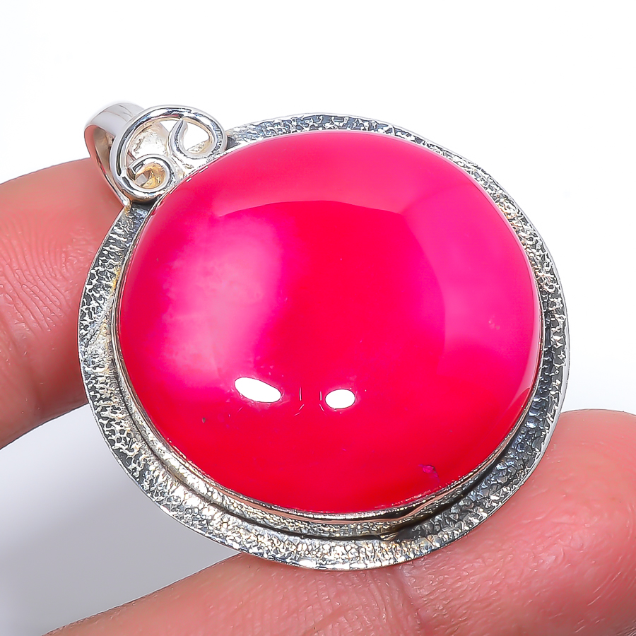 Pink Botswana Agate 925 Sterling Silver Pendant, Handmade Pendant, Round Pendant, Pink Pendant, Unique Silver Pendant, Fine Pendant, Silver Jewelry Pendant