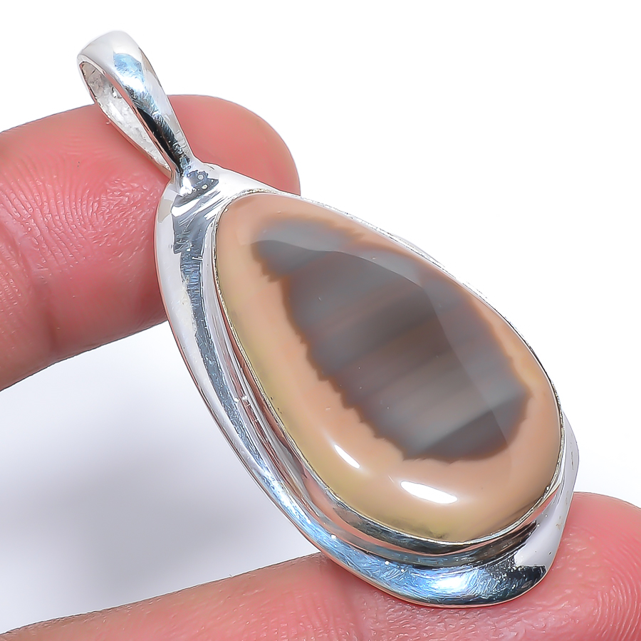 Imperial Jasper 925 Sterling Silver Pendant, Handmade Pendant, Pear Pendant, Brown Pendant, Unique Silver Pendant, Fine Pendant, Silver Jewelry Pendant