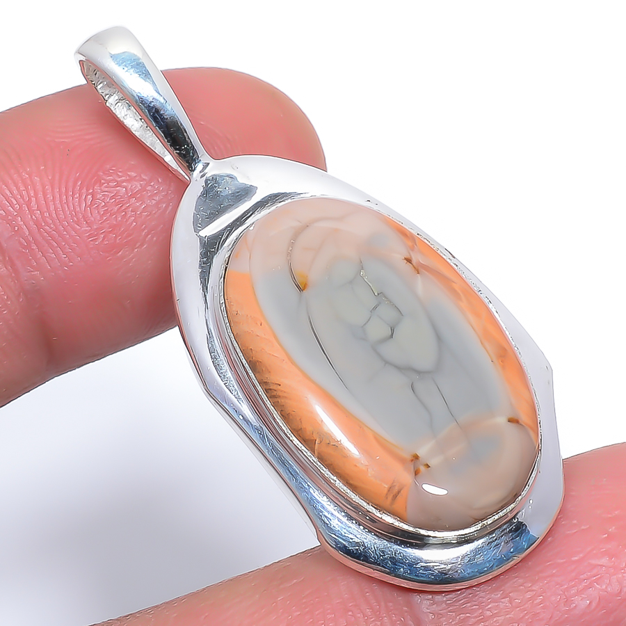 Imperial Jasper 925 Sterling Silver Pendant, Handmade Pendant, Oval Pendant, Brown Pendant, Unique Silver Pendant, Fine Pendant, Silver Jewelry Pendant