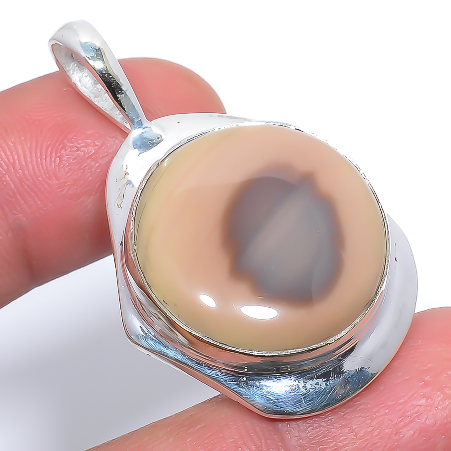 Imperial Jasper 925 Sterling Silver Pendant, Handmade Pendant, Round Pendant, Brown Pendant, Unique Silver Pendant, Fine Pendant, Silver Jewelry Pendant