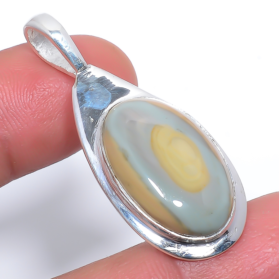 Imperial Jasper 925 Sterling Silver Pendant, Handmade Pendant, Oval Pendant, Green Pendant, Unique Silver Pendant, Fine Pendant, Silver Jewelry Pendant