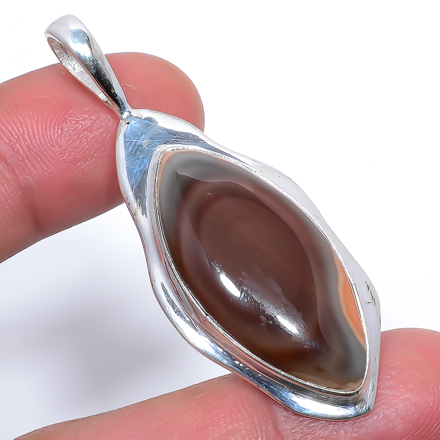 Imperial Jasper 925 Sterling Silver Pendant, Handmade Pendant, Marquise Pendant, Brown Pendant, Unique Silver Pendant, Fine Pendant, Silver Jewelry Pendant