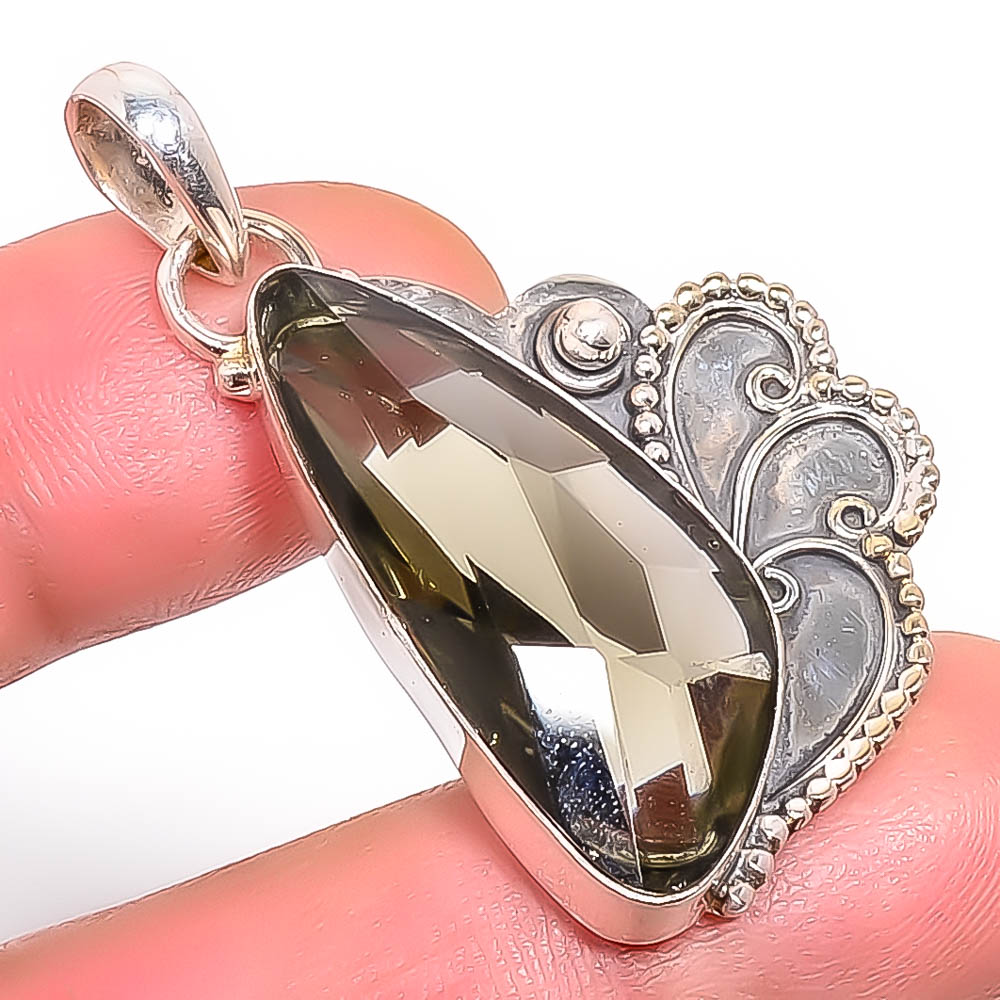 Smoky Quartz 925 Sterling Silver Pendant, Handmade Pendant, Trillion Pendant, Brown Pendant, Unique Silver Pendant, Fine Pendant, Silver Jewelry Pendant