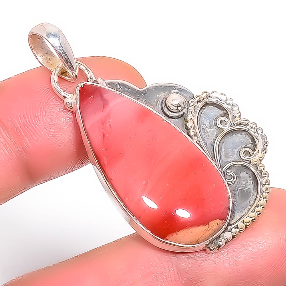 Mookaite 925 Sterling Silver Pendant, Handmade Pendant, Pear Pendant, Red Pendant, Unique Silver Pendant, Fine Pendant, Silver Jewelry Pendant