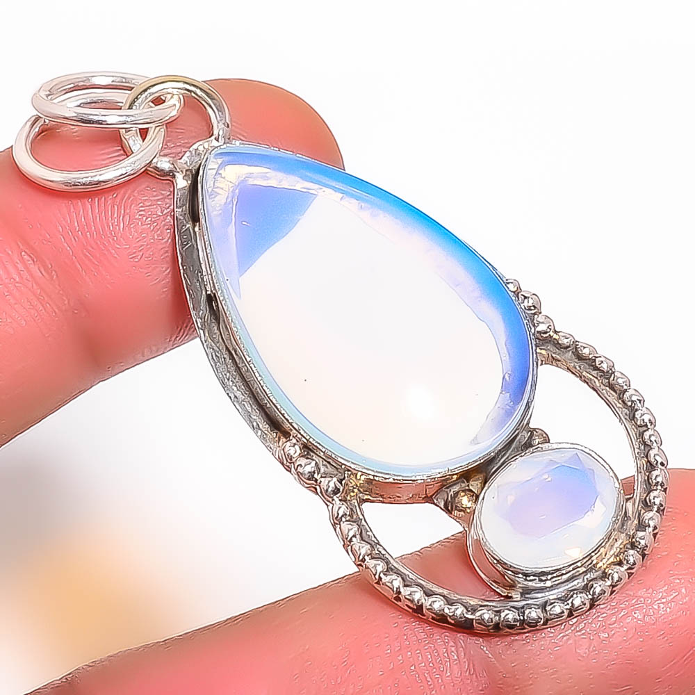 Milky Opal 925 Sterling Silver Pendant, Handmade Pendant, Pear Pendant, White Pendant, Unique Silver Pendant, Fine Pendant, Silver Jewelry Pendant