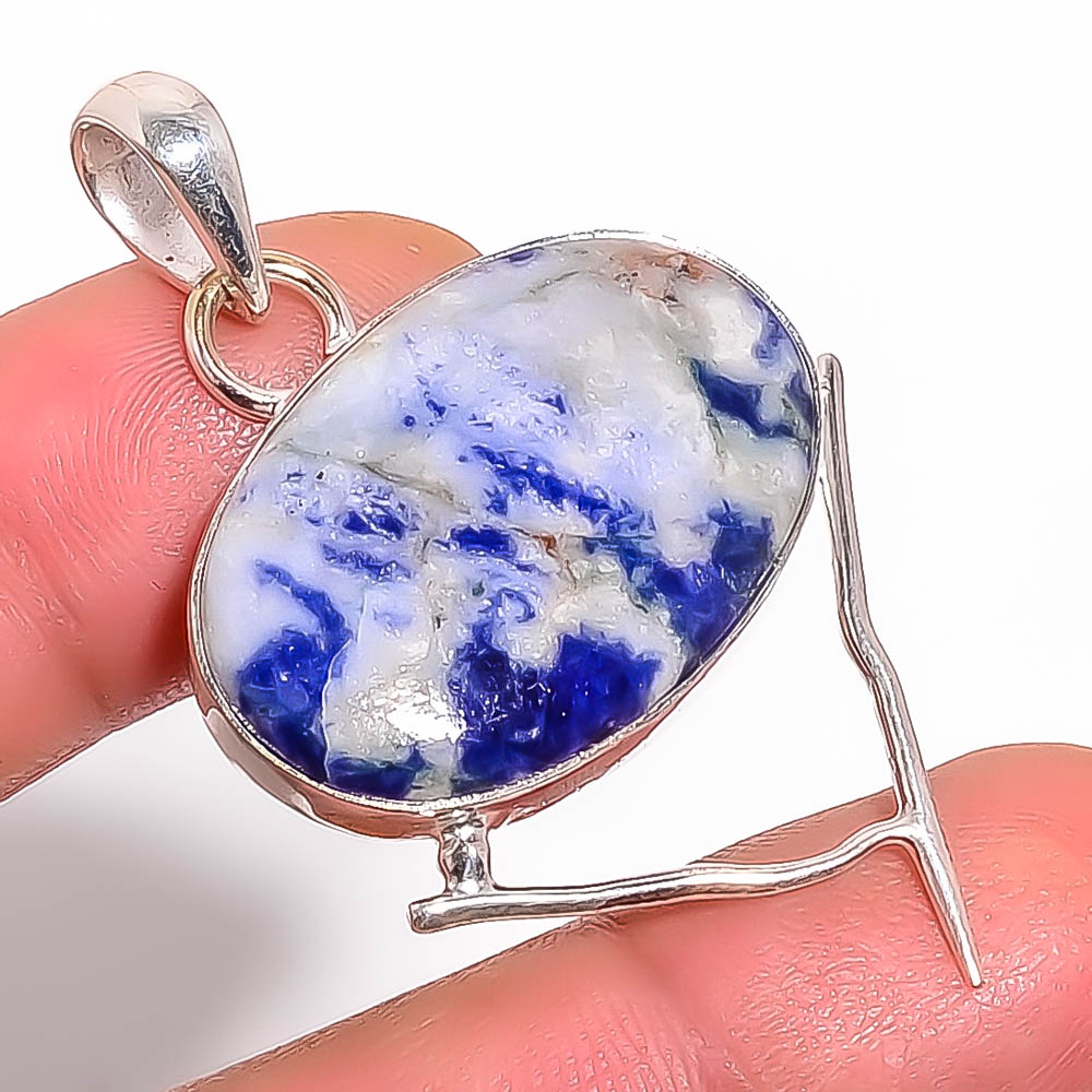 Sodalite 925 Sterling Silver Pendant, Handmade Pendant, Oval Pendant, Blue Pendant, Unique Silver Pendant, Fine Pendant, Silver Jewelry Pendant