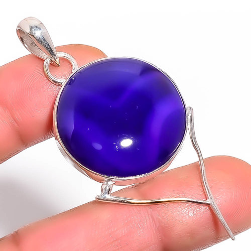 Botswana Agate 925 Sterling Silver Pendant, Handmade Pendant, Round Pendant, Purple Pendant, Unique Silver Pendant, Fine Pendant, Silver Jewelry Pendant