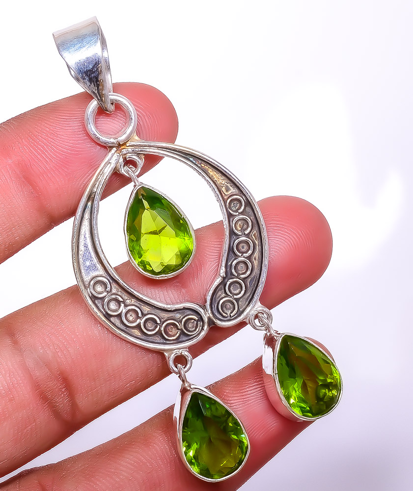 Peridot 925 Sterling Silver Pendant, Handmade Pendant, Pear Pendant, Green Pendant, Unique Silver Pendant, Fine Pendant, Silver Jewelry Pendant