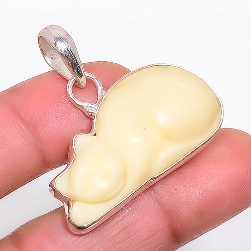 Clay 925 Sterling Silver Pendant, Handmade Pendant, Fancy Pendant, Yellow Pendant, Unique Silver Pendant, Fine Pendant, Silver Jewelry Pendant