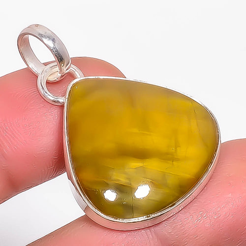 Nellite 925 Sterling Silver Pendant, Handmade Pendant, Pear Pendant, Yellow Pendant, Unique Silver Pendant, Fine Pendant, Silver Jewelry Pendant