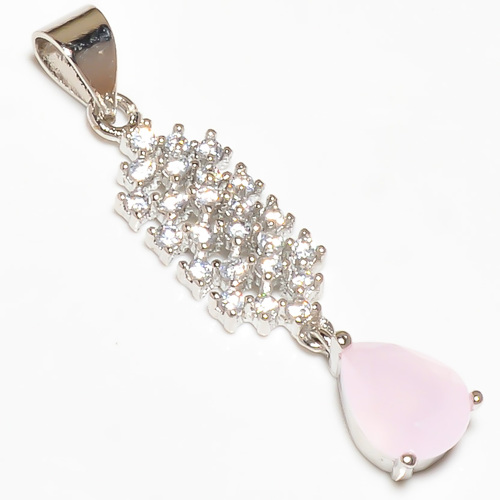 Rose Quartz 925 Sterling Silver Pendant, Handmade Pendant, Pear Pendant, Pink Pendant, Unique Silver Pendant, Fine Pendant, Silver Jewelry Pendant