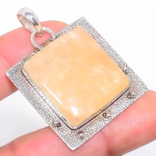 Angle Hair Quartz 925 Sterling Silver Pendant, Handmade Pendant, Square Pendant, Golden Pendant, Unique Silver Pendant, Fine Pendant, Silver Jewelry Pendant