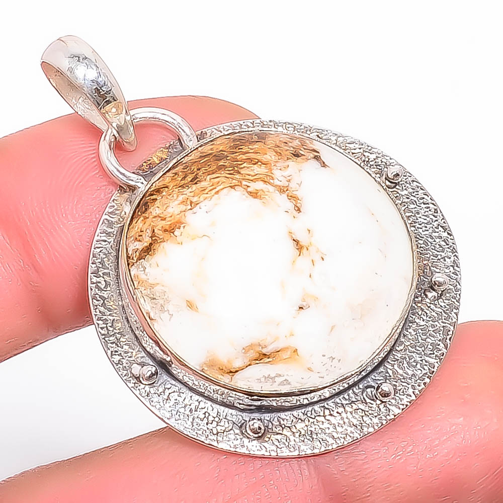 Lemon Chrysocolla 925 Sterling Silver Pendant, Handmade Pendant, Round Pendant, Yellow Pendant, Unique Silver Pendant, Fine Pendant, Silver Jewelry Pendant