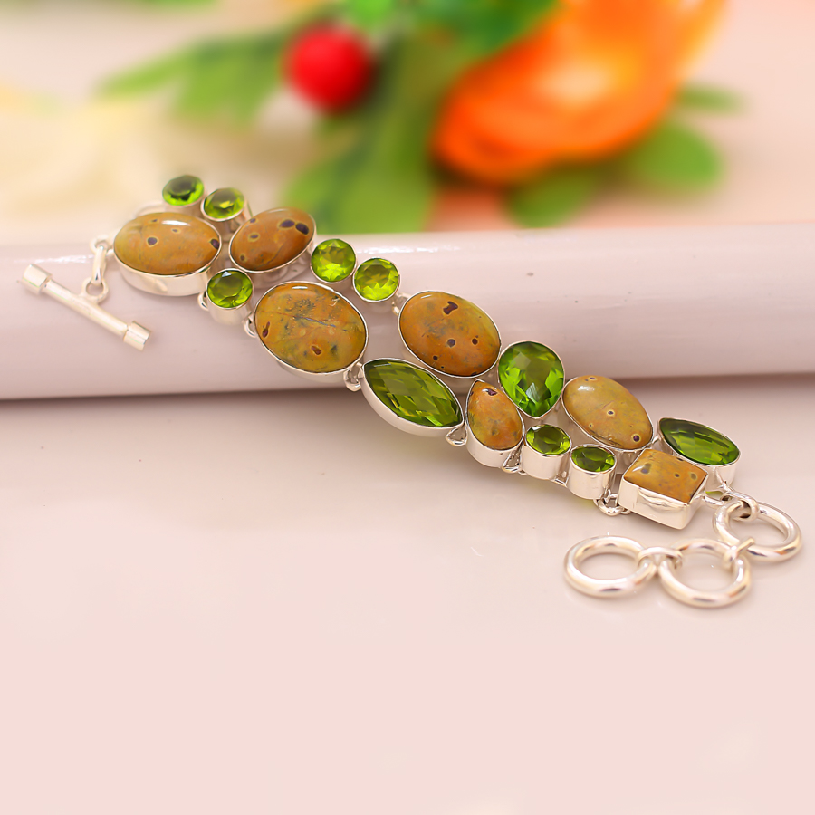 Appealing Atlantisite Stichtite 925 Sterling Silver Bracelet 