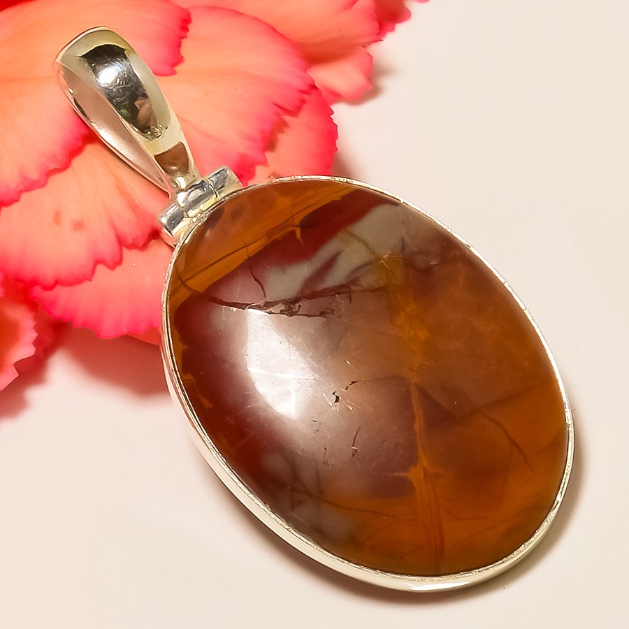Noreena Jasper 925 Sterling Silver Pendant, Handmade Pendant, Oval Pendant, Red Pendant, Unique Silver Pendant, Fine Pendant, Silver Jewelry Pendant