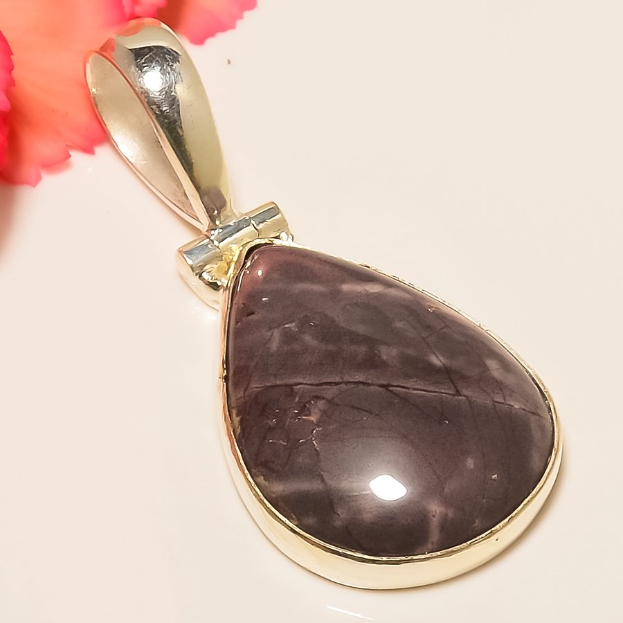 Porcelain Jasper 925 Sterling Silver Pendant, Handmade Pendant, Pear Pendant, Yellow Pendant, Unique Silver Pendant, Fine Pendant, Silver Jewelry Pendant