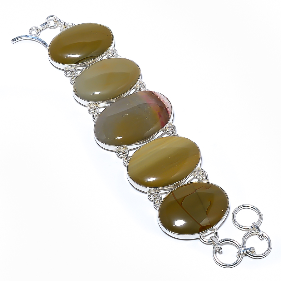 Willow Creek Jasper 925 Sterling Silver Link Bracelet 