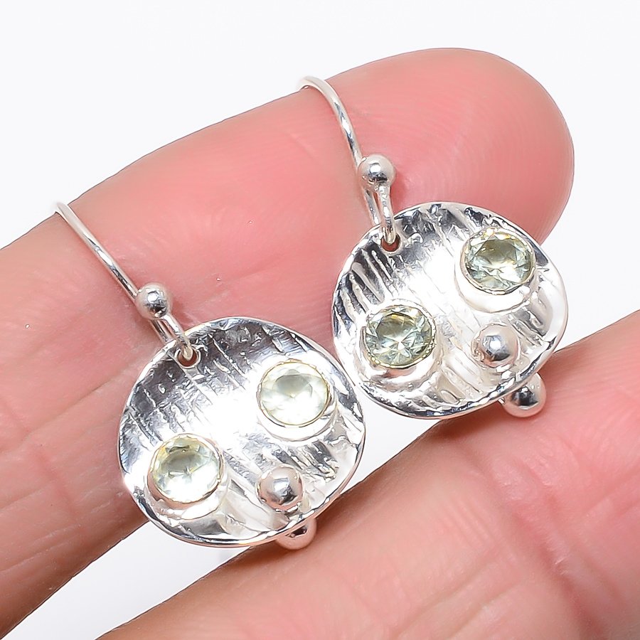 White Topaz 925 Sterling Silver Jewelry Earring, Drop Dangle Earring, Gift For Her, Round Earring, White Earring, Silver Jewelry Earring