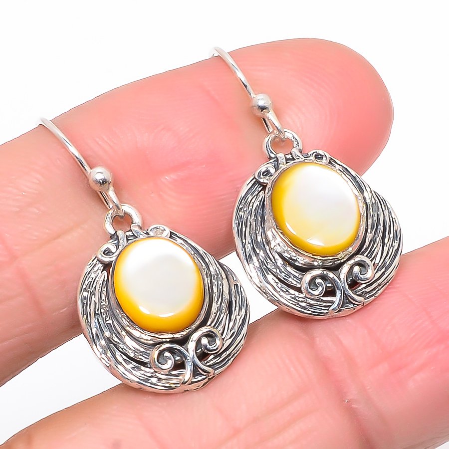 Mother Of Pearl 925 Sterling Silver Jewelry Earring, Drop Dangle Earring, Gift For Her, Round Earring, White Earring, Silver Jewelry Earring