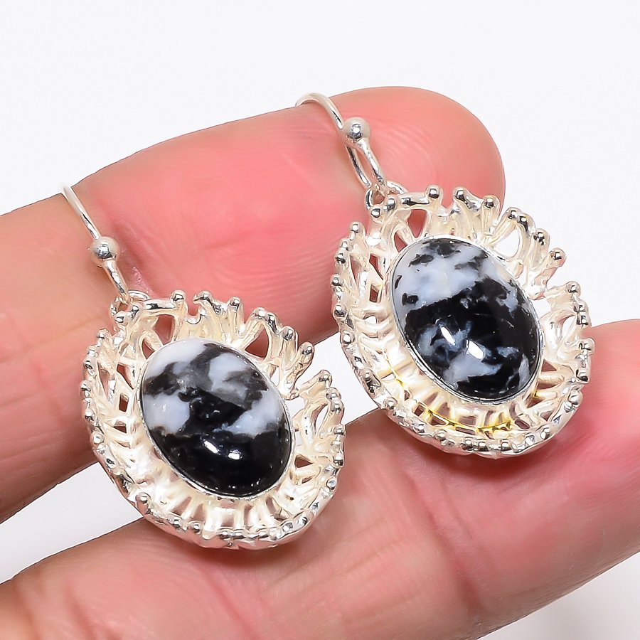 White Buffalo Turquoise 925 Sterling Silver Jewelry Earring, Drop Dangle Earring, Gift For Her, Oval Earring, White Earring, Silver Jewelry Earring