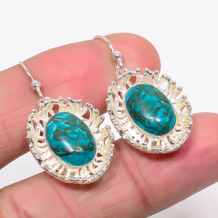 Santa Rosa Turquoise 925 Sterling Silver Jewelry Earring, Drop Dangle Earring, Gift For Her, Oval Earring, Blue Earring, Silver Jewelry Earring