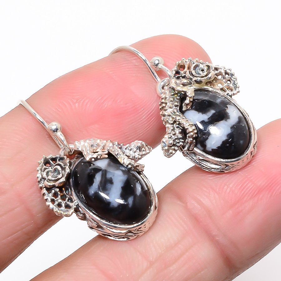 White Buffalo Turquoise 925 Sterling Silver Lizard Earring, Drop Dangle Earring, Gift For Her, Cushion Earring, White Earring, Silver Jewelry Earring