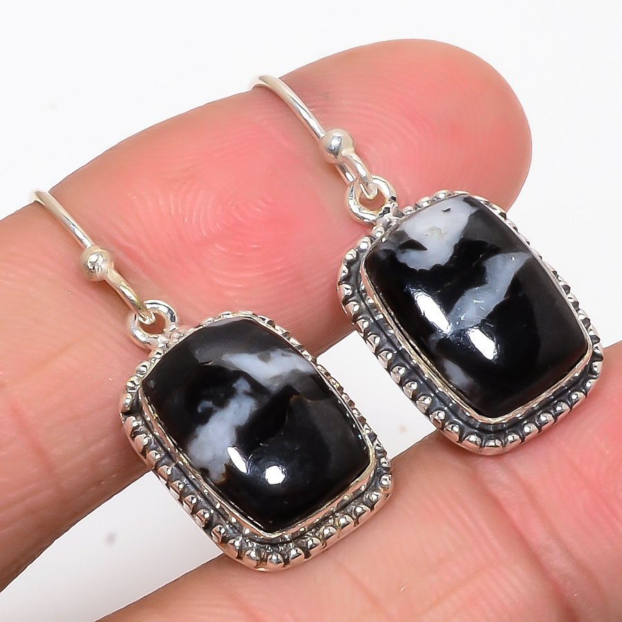 White Buffalo Turquoise 925 Sterling Silver Vintage Style Earring, Drop Dangle Earring, Gift For Her, Cushion Earring, White Earring, Silver Jewelry Earring