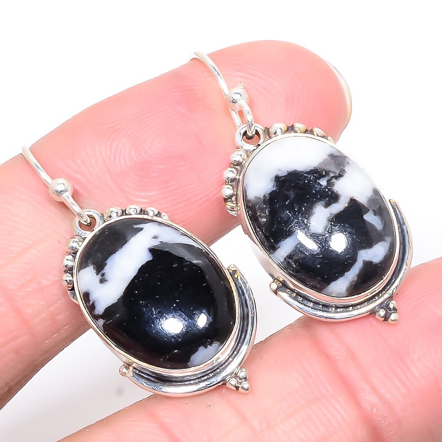 White Buffalo Turquoise 925 Sterling Silver Jewelry Earring 1.38" S1972