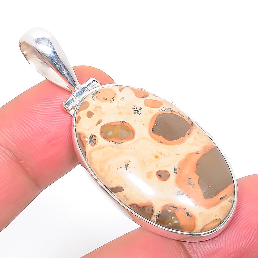 Lubderite 925 Sterling Silver Pendant, Handmade Pendant, Oval Pendant, Yellow Pendant, Unique Silver Pendant, Fine Pendant, Silver Jewelry Pendant
