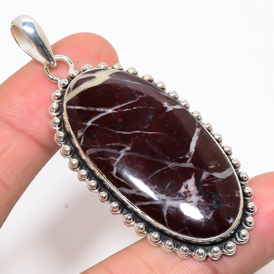 Cappuccino Jasper 925 Sterling Silver Pendant, Handmade Pendant, Oval Pendant, Brown Pendant, Unique Silver Pendant, Fine Pendant, Silver Jewelry Pendant